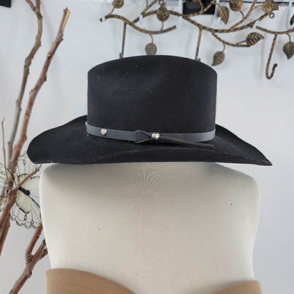 LHC brands vintage black felt rancher style western hat - Picture 7 of 10